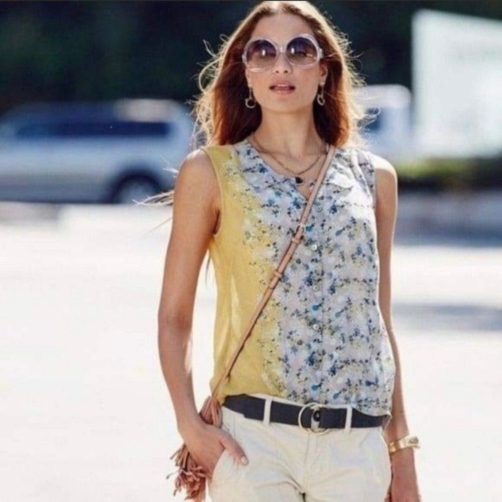 CABI Floral Sheer Sleeveless Blouse | X-Small